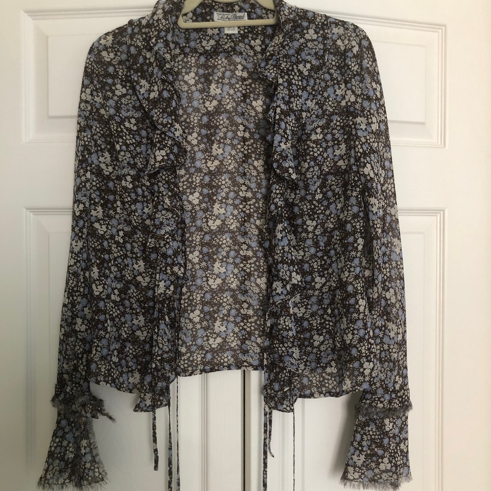 Lucky Brand sheer flowered shirt size Medium